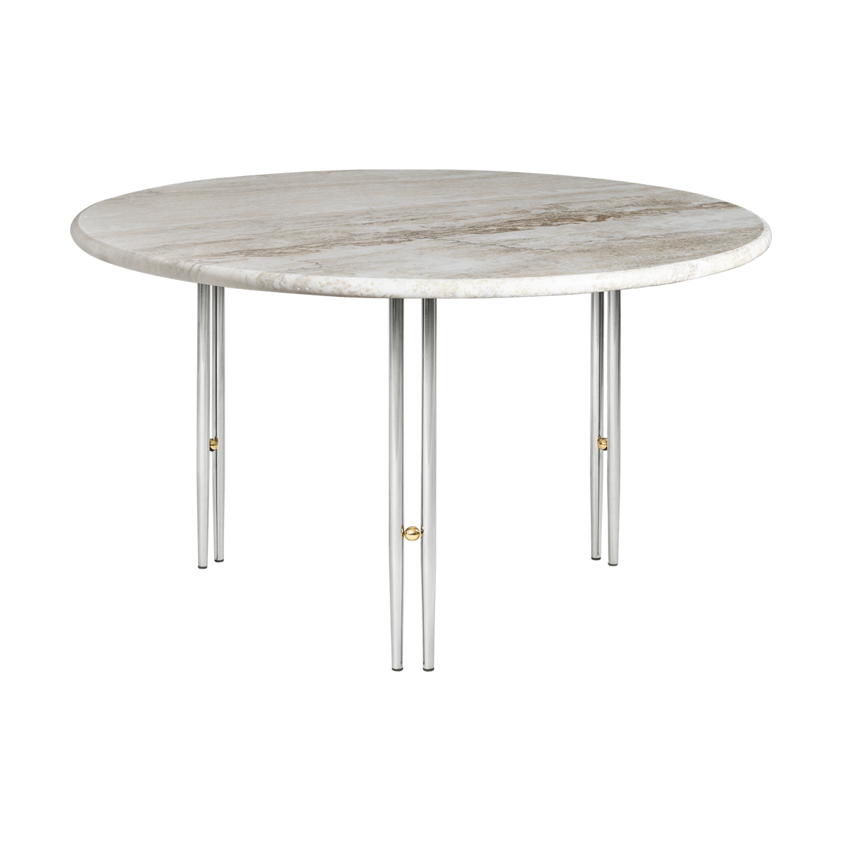 GUBI IOI coffee table Rippled beige-chrome stand o70 cm