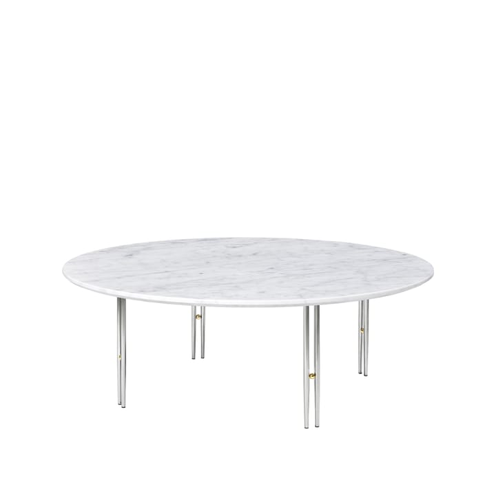 IOI coffee table - White carrara marble-ø110-chrome - GUBI
