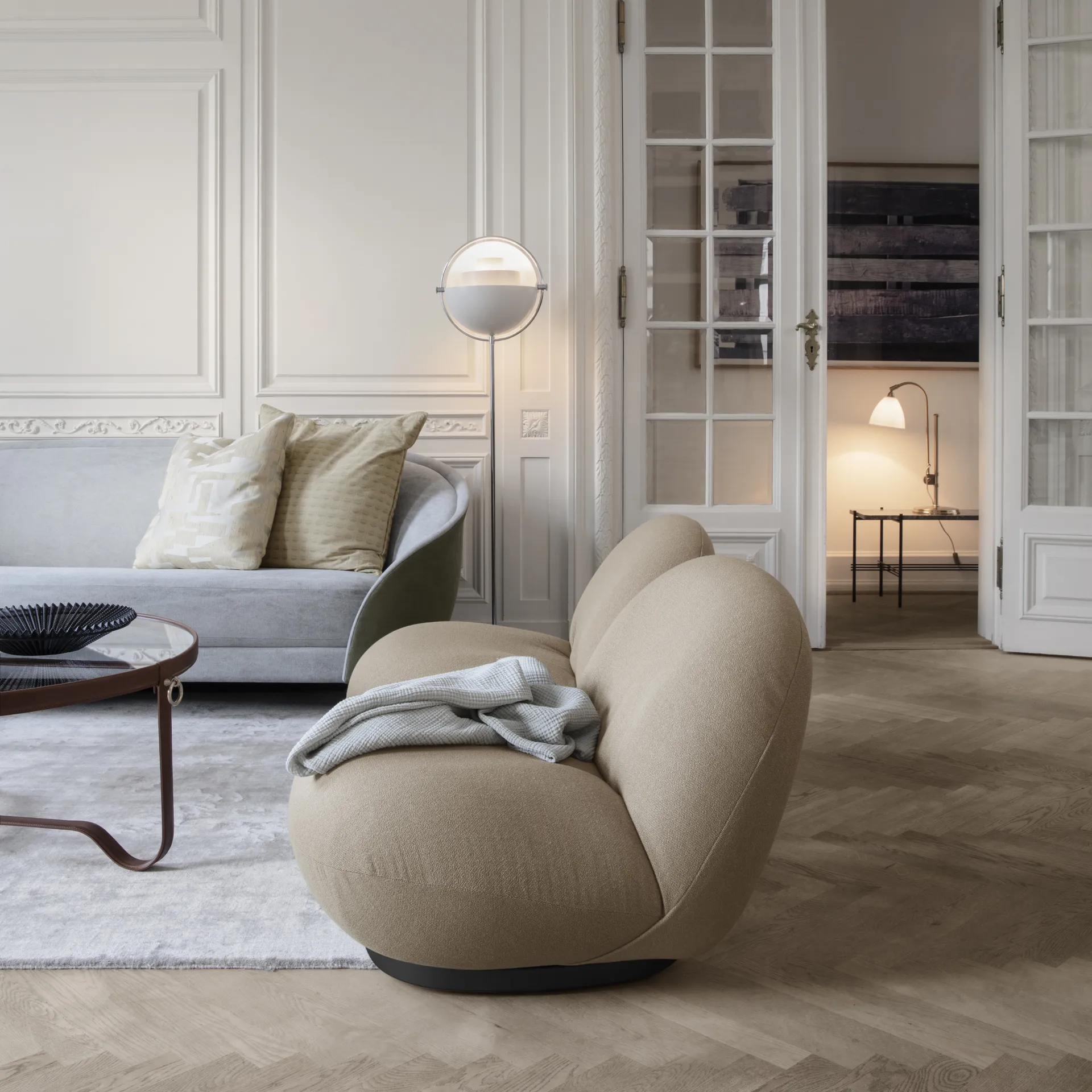 Multi-Lite floor lamp, Chrome-white GUBI