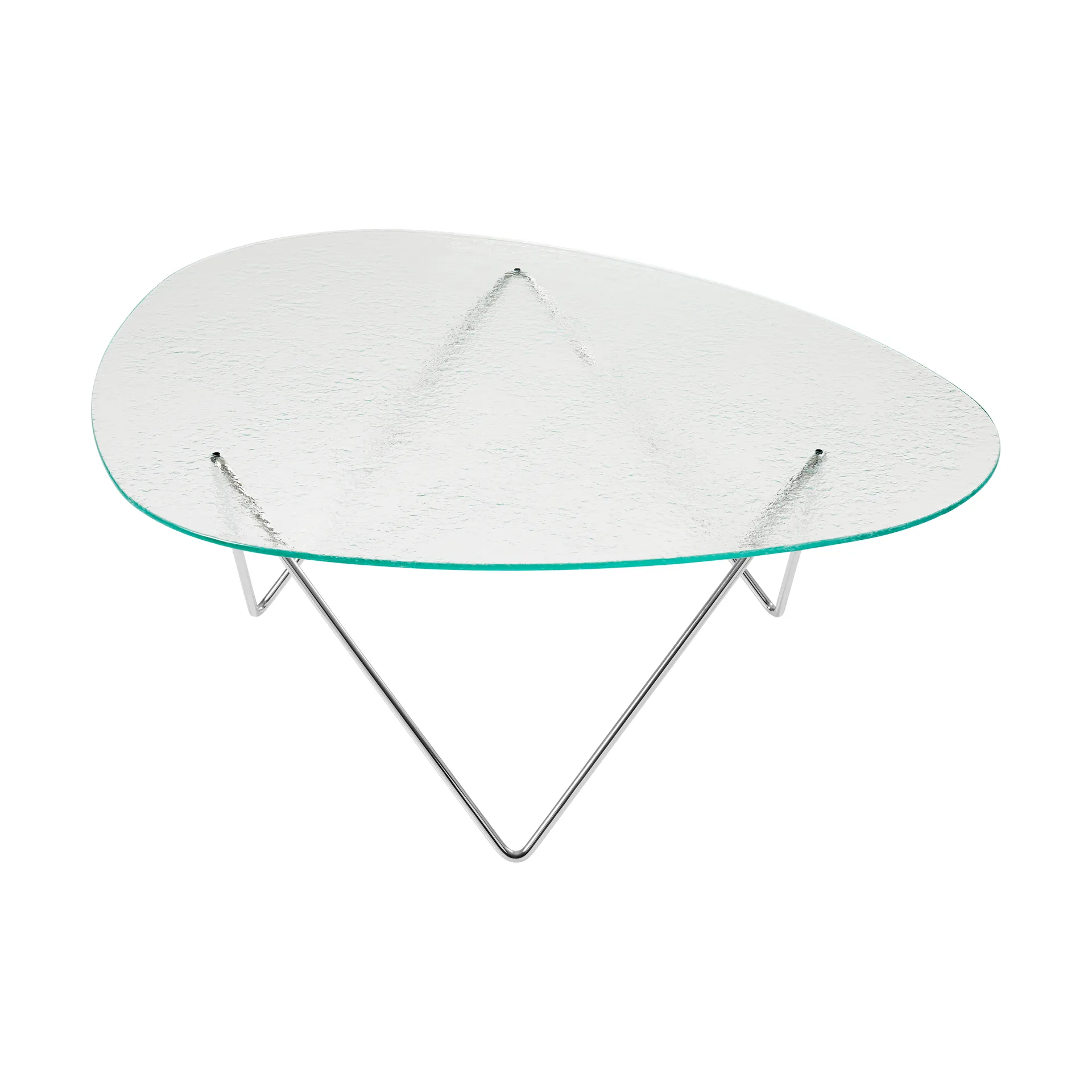 Pedrera sofa table, Chrome-structured glass transparent GUBI