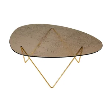 Pedrera sofa table - Semi-matte brass–structured glass bronze - GUBI