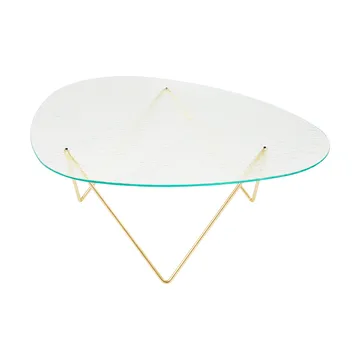 Pedrera sofa table - Semi-matte brass–structured glass transparent - GUBI