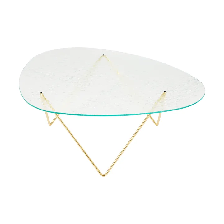 Pedrera sofa table - Semi-matte brass–structured glass transparent - GUBI