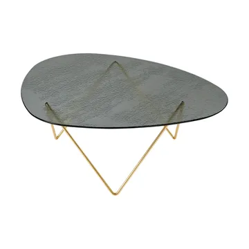 Pedrera sofa table - Semimatt brass-structured glass smoke - GUBI