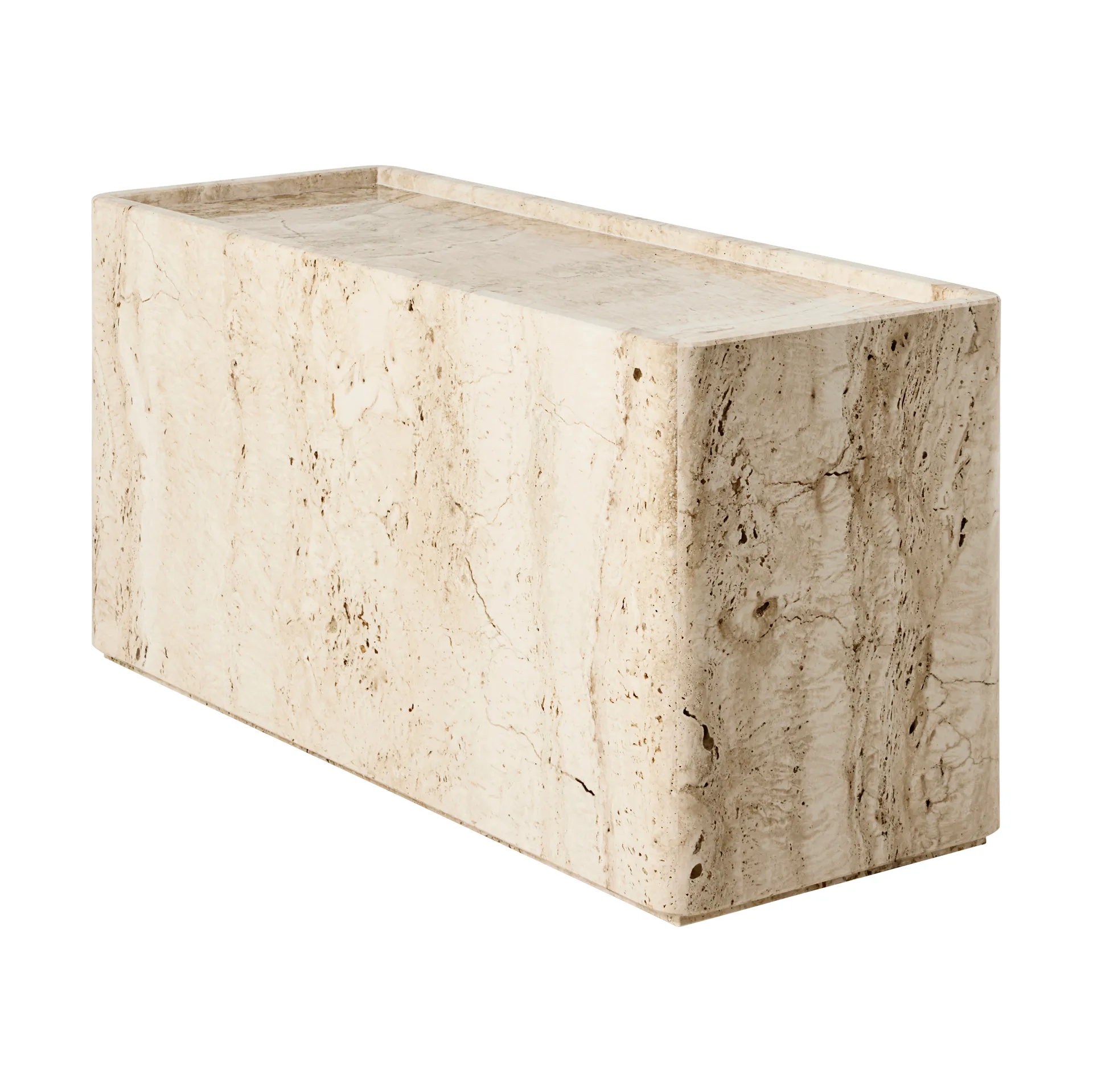 Pietra side table 30x80x40 cm, Neutral white travertine GUBI