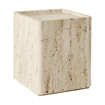 Pietra side table 33x33x40 cm - Neutral white travertine - GUBI