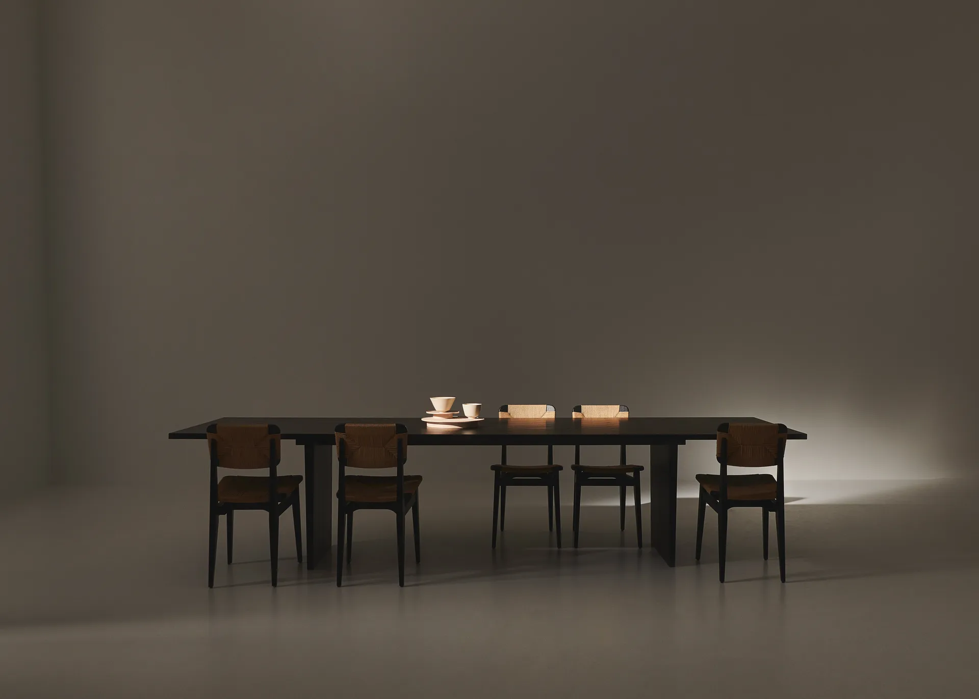 Private dining room table 100x320 cm, Brown-black stained oak GUBI