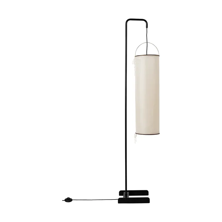 Silk Lantern floor lamp - Natural white silk-semi matt black, 163 cm - GUBI