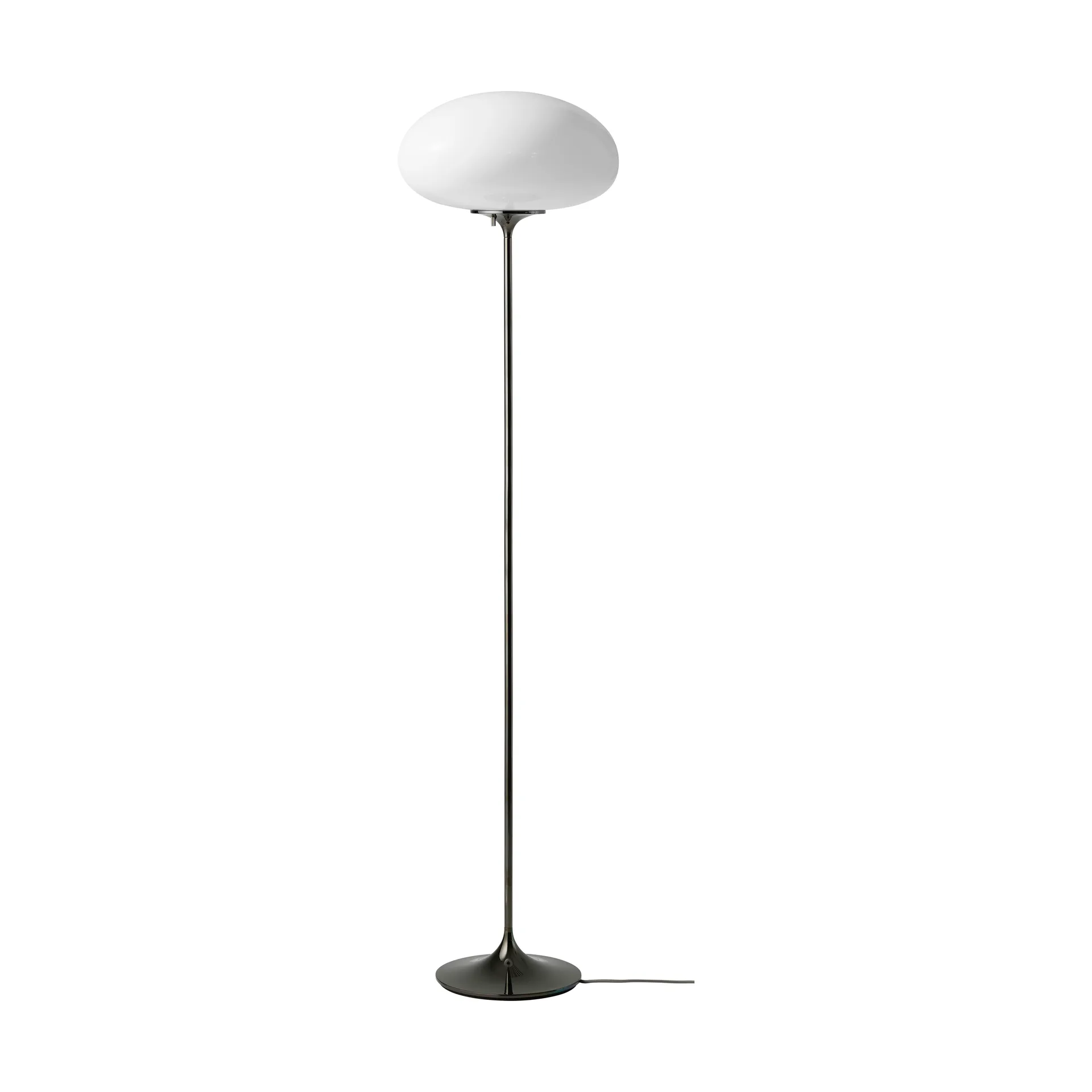 Stemlite floor lamp, Black chrome-opal glass, 150 cm GUBI