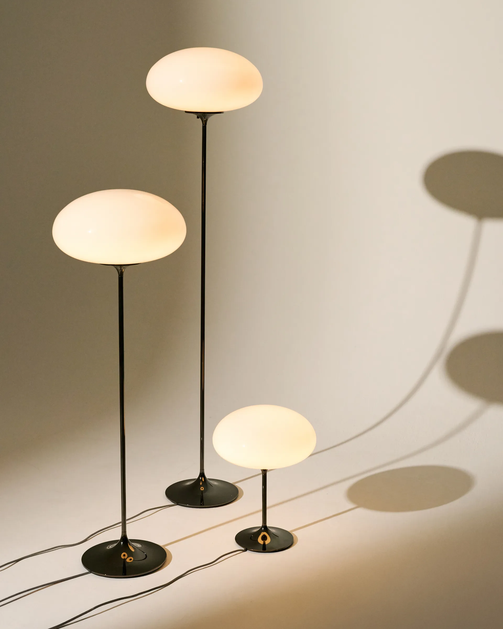 Stemlite Table lamp, Black chrome-opal glass, 42 cm GUBI