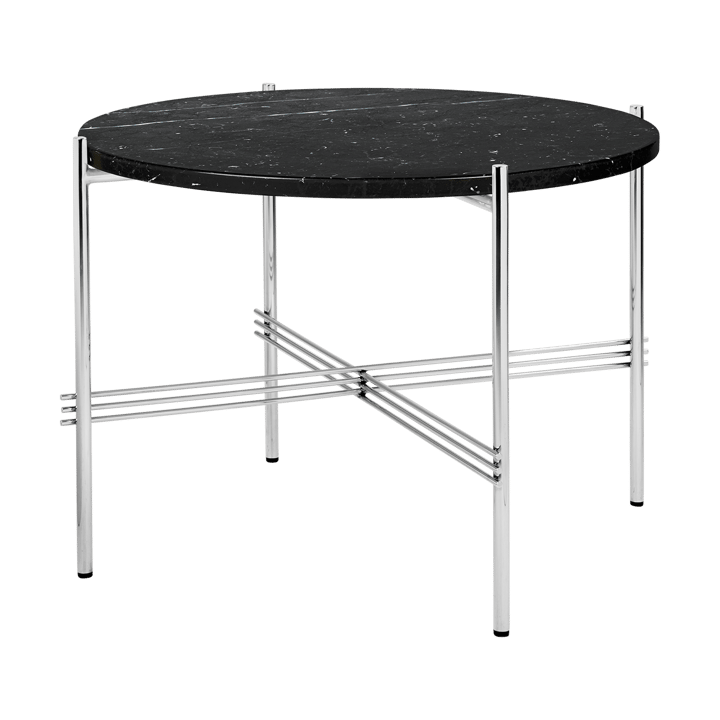 TS coffee table polished steel Ø55 - Black marquina marble - GUBI