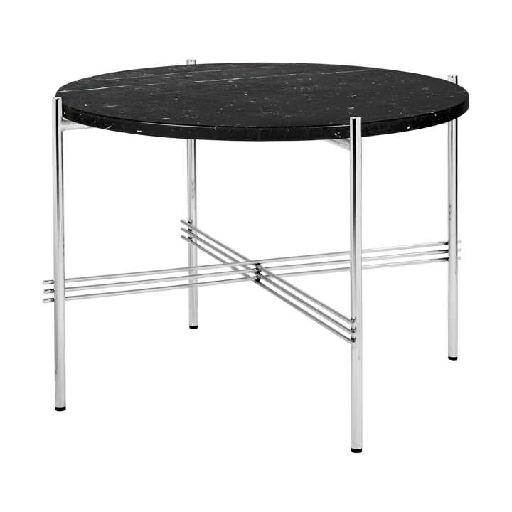 TS coffee table polished steel Ø55 - Black marquina marble - Gubi
