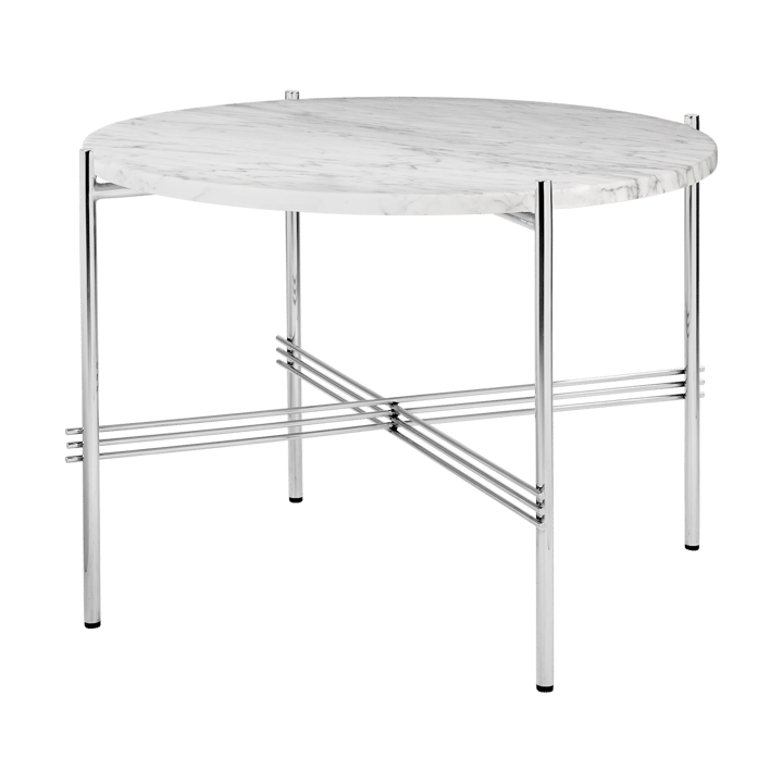 TS coffee table polished steel Ø55 - White carrara marble - GUBI