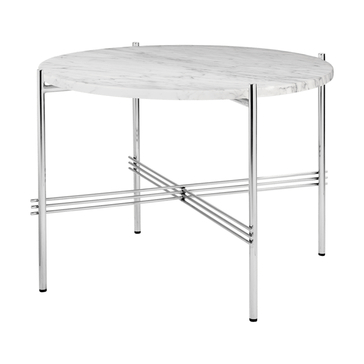 TS coffee table polished steel Ø55 - White carrara marble - Gubi