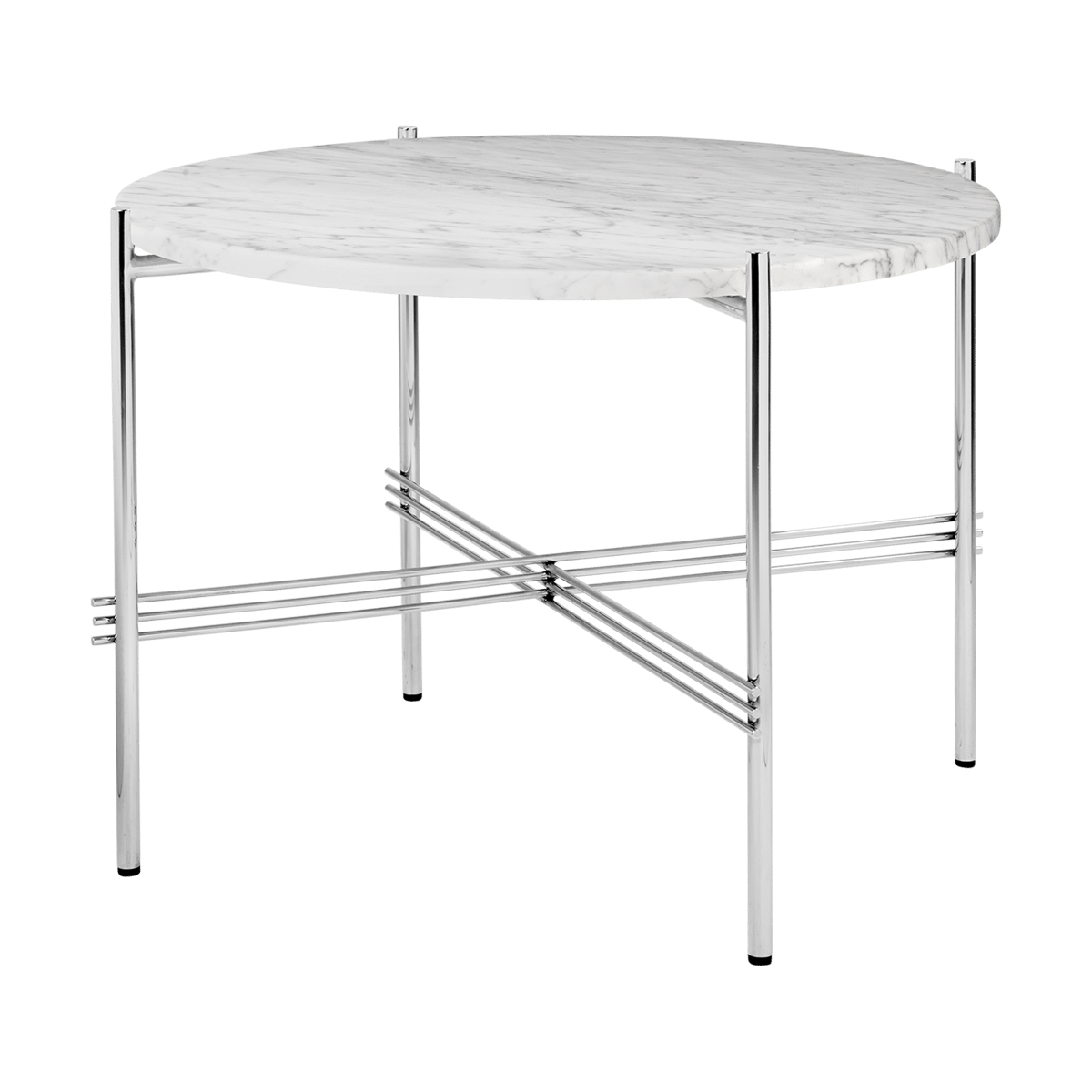 GUBI TS coffee table polished steel o55 White carrara marble