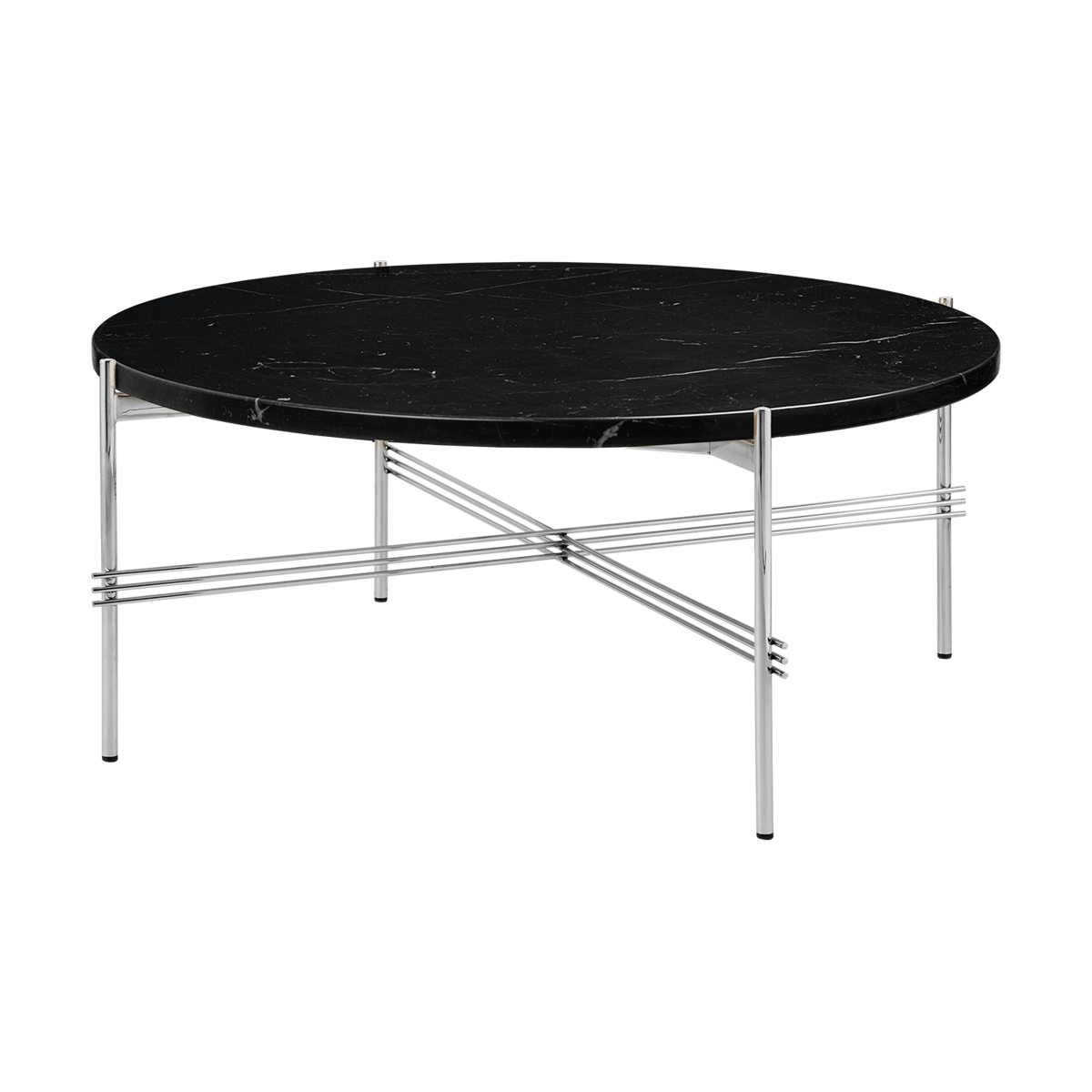 GUBI TS coffee table polished steel o80 Black marquina marble