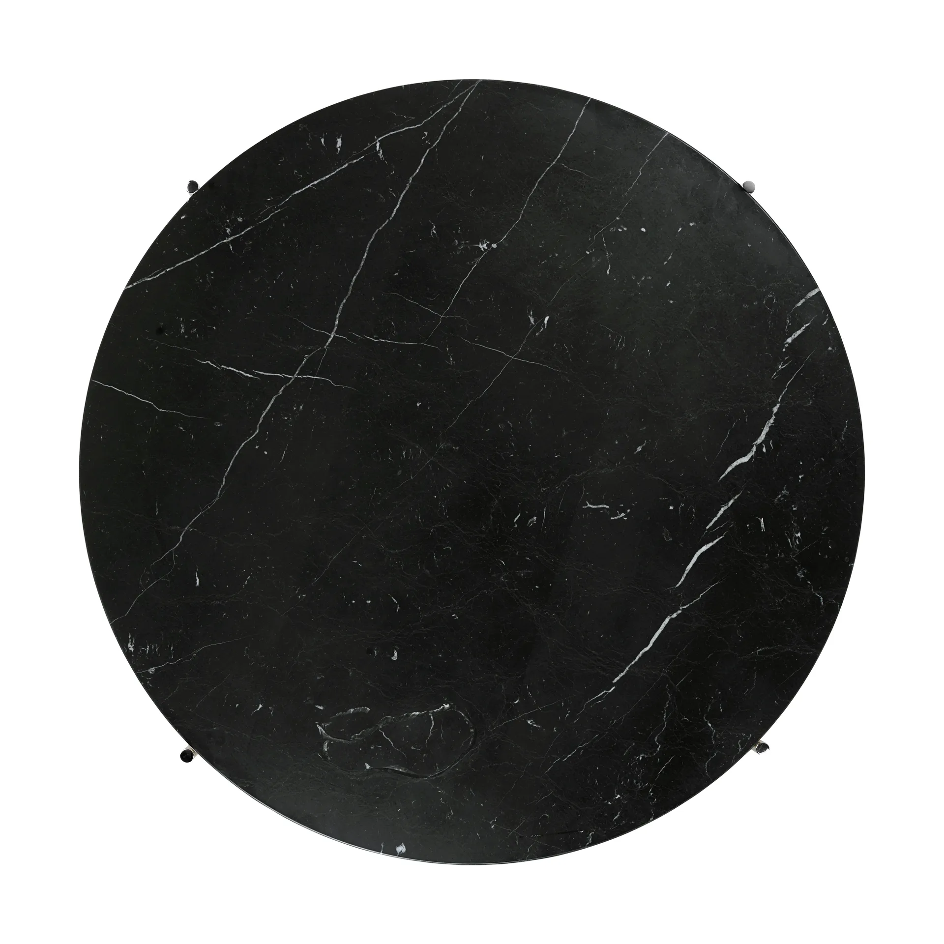 TS coffee table polished steel Ø80, Black marquina marble GUBI