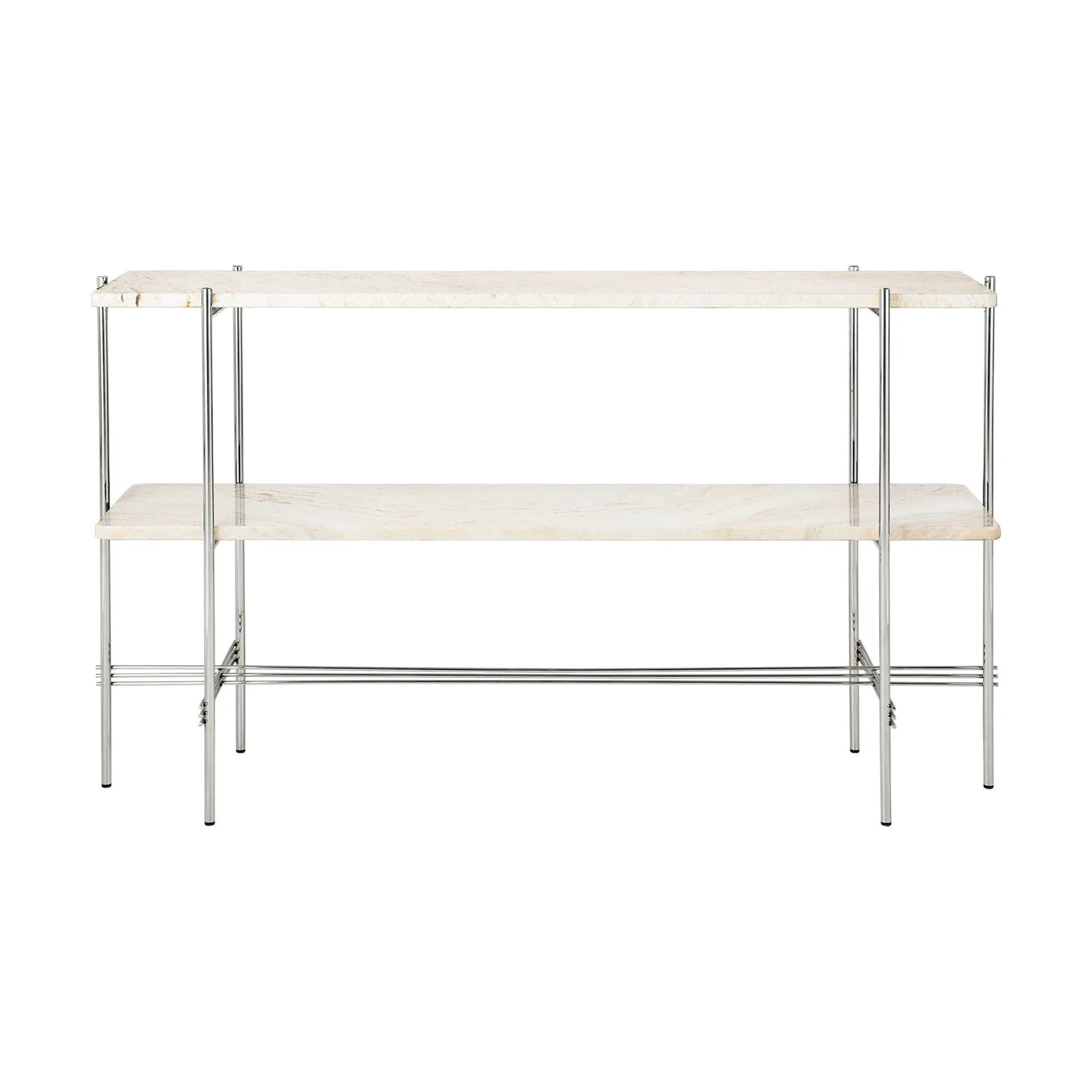 TS Console table 120x30x72 cm, Neutral white travertine steel GUBI