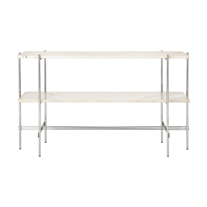 TS Console table 120x30x72 cm - Neutral white travertine steel - GUBI