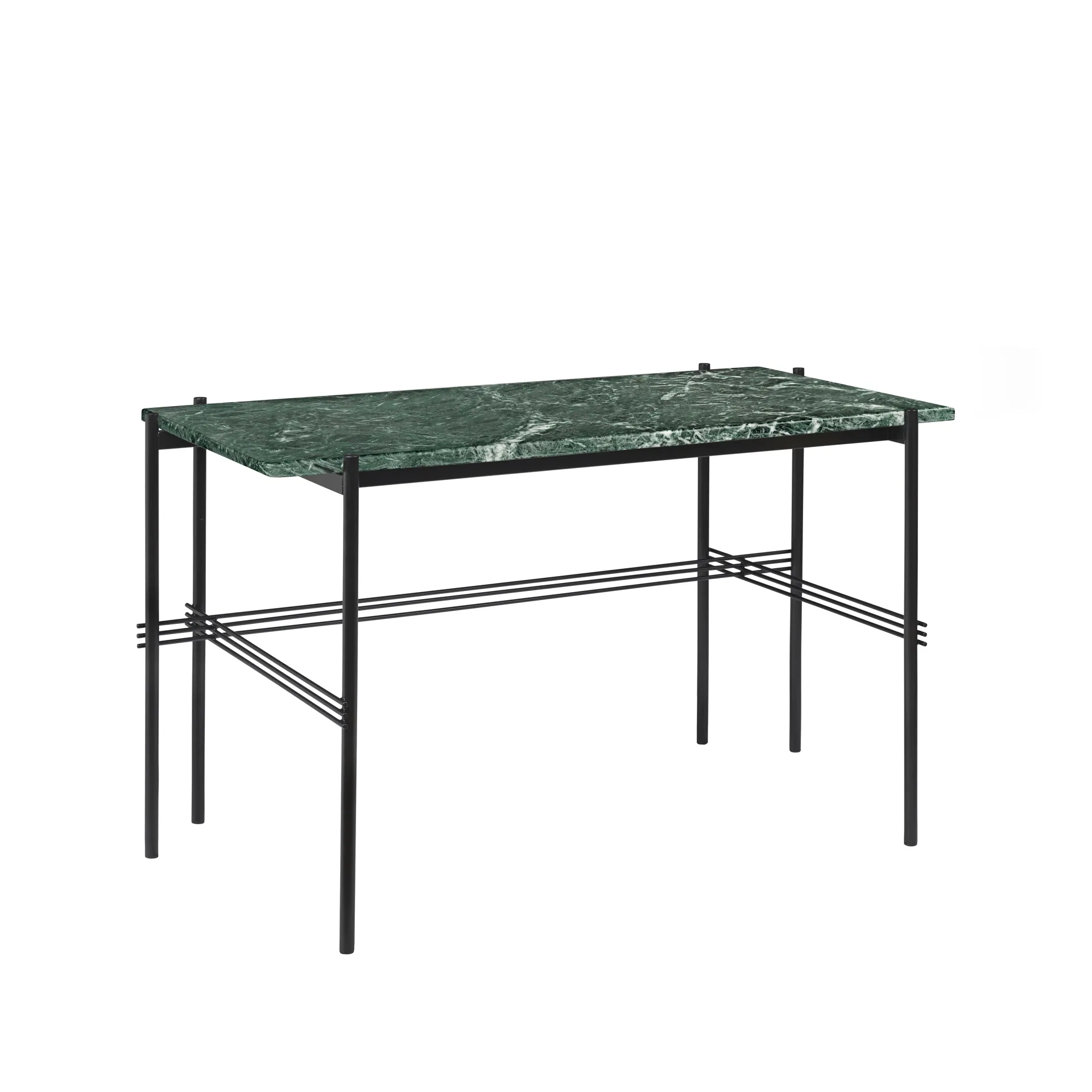 TS Desk, Green marble-black lacquered steel GUBI
