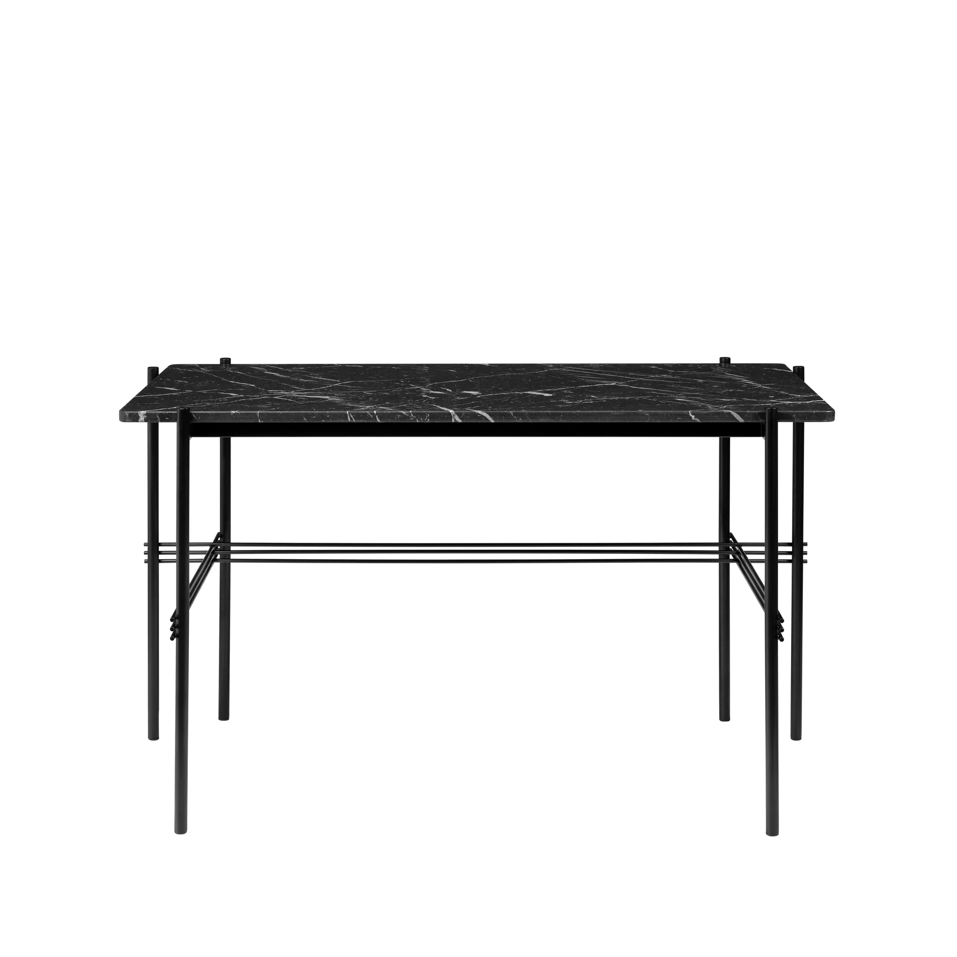 TS Desk, Marble black, black lacquered steel GUBI