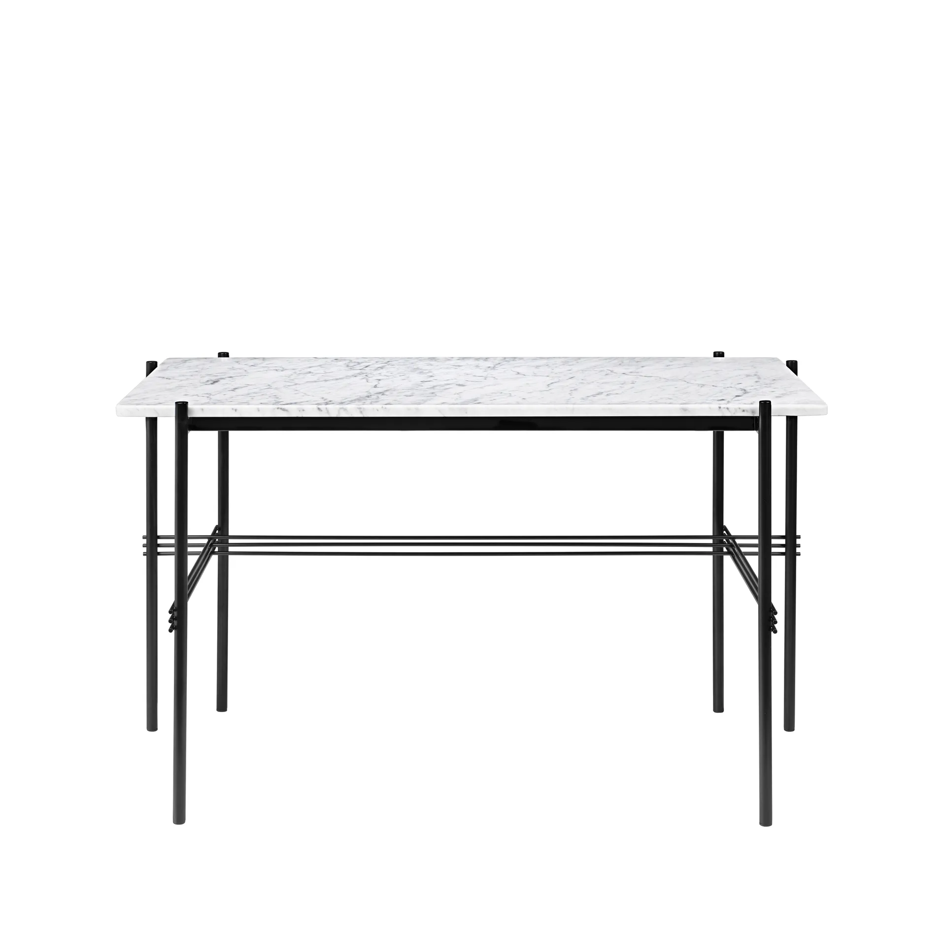 TS Desk, Marble white, black lacquered steel GUBI