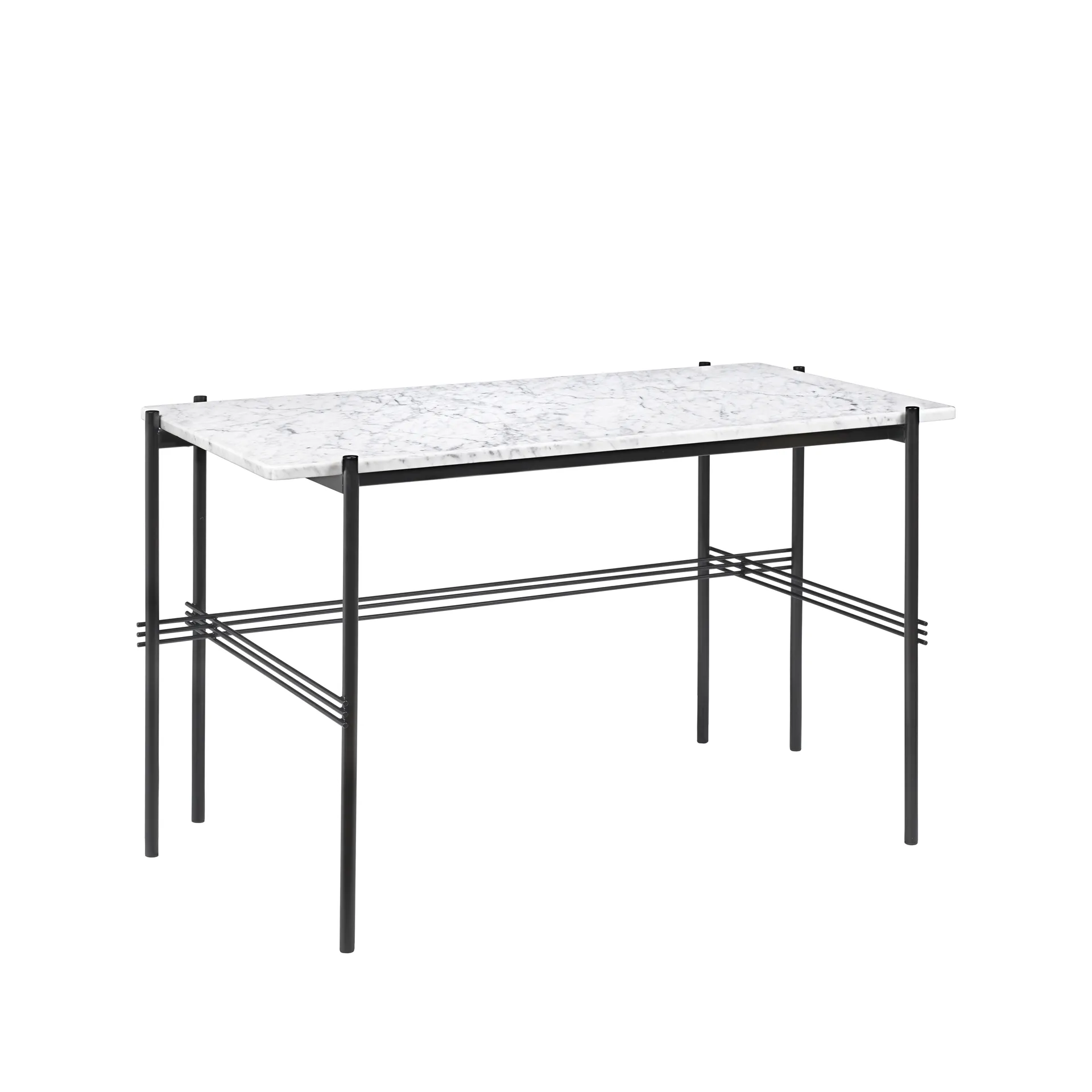 TS Desk, Marble white, black lacquered steel GUBI
