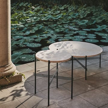 TS Outdoor coffee table - White travertine - black - GUBI