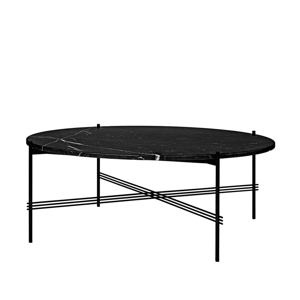 GUBI TS Round coffee table Black marquina marble, o105, black stand