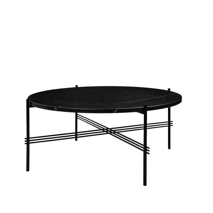 TS Round coffee table - Black marquina marble, ø80, black stand - GUBI