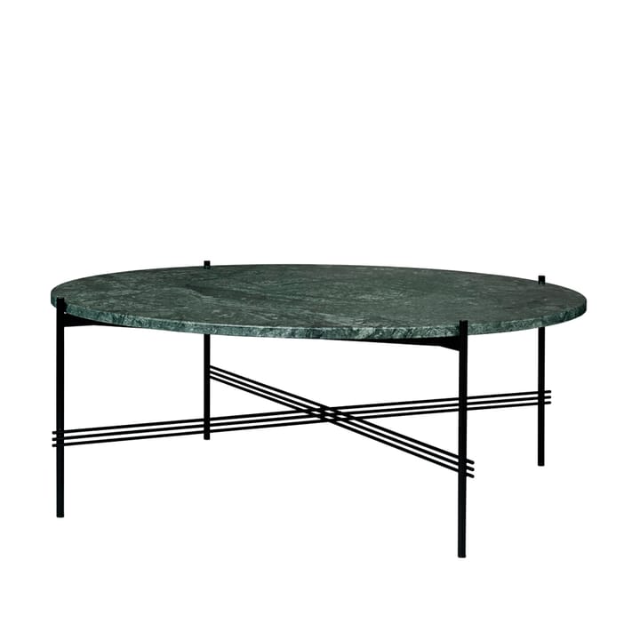 TS Round coffee table - Green guatemala marble, ø105, black stand - GUBI