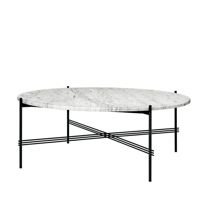 TS Round coffee table - White carrara marble, ø105, black stand - GUBI