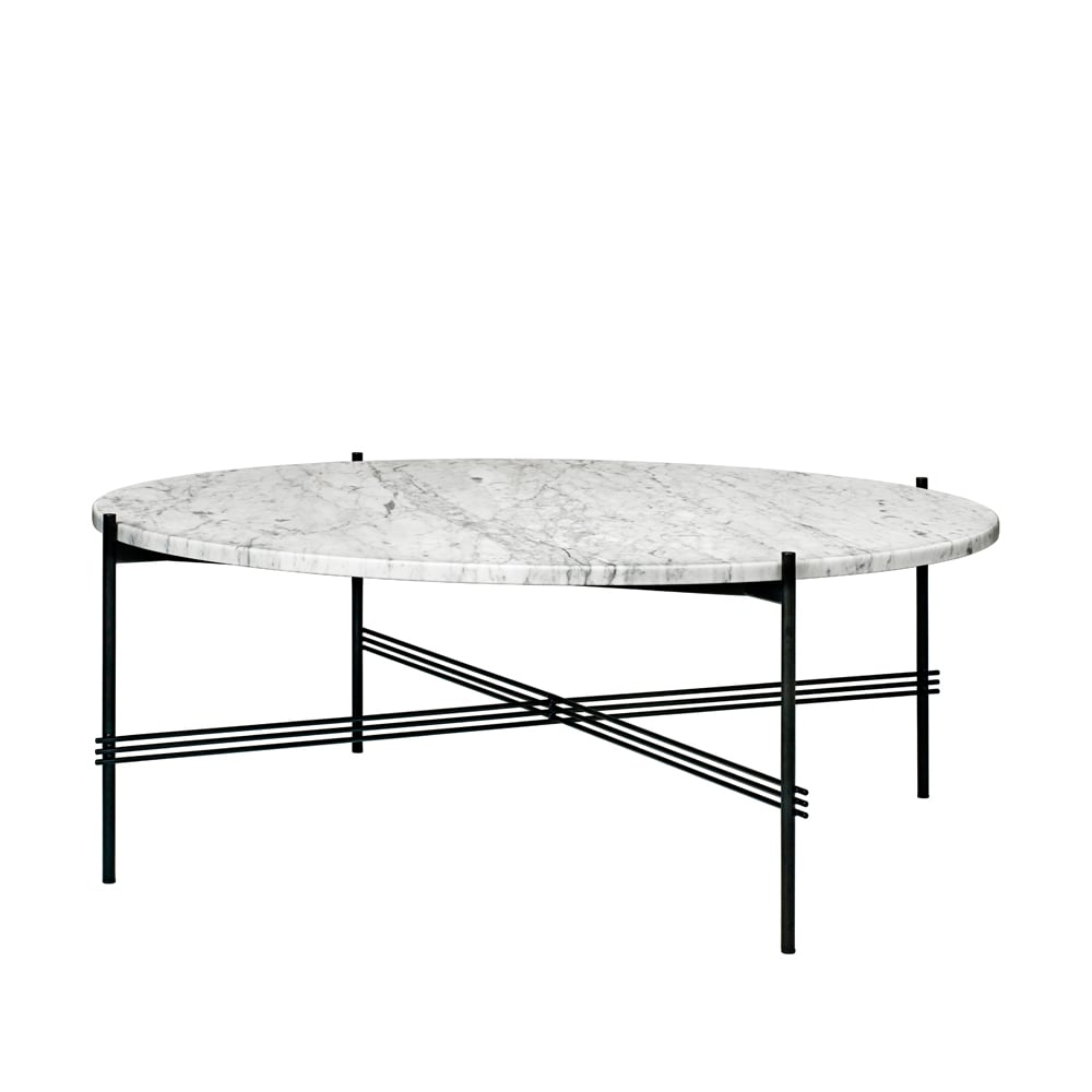 GUBI TS Round coffee table White carrara marble, o105, black stand