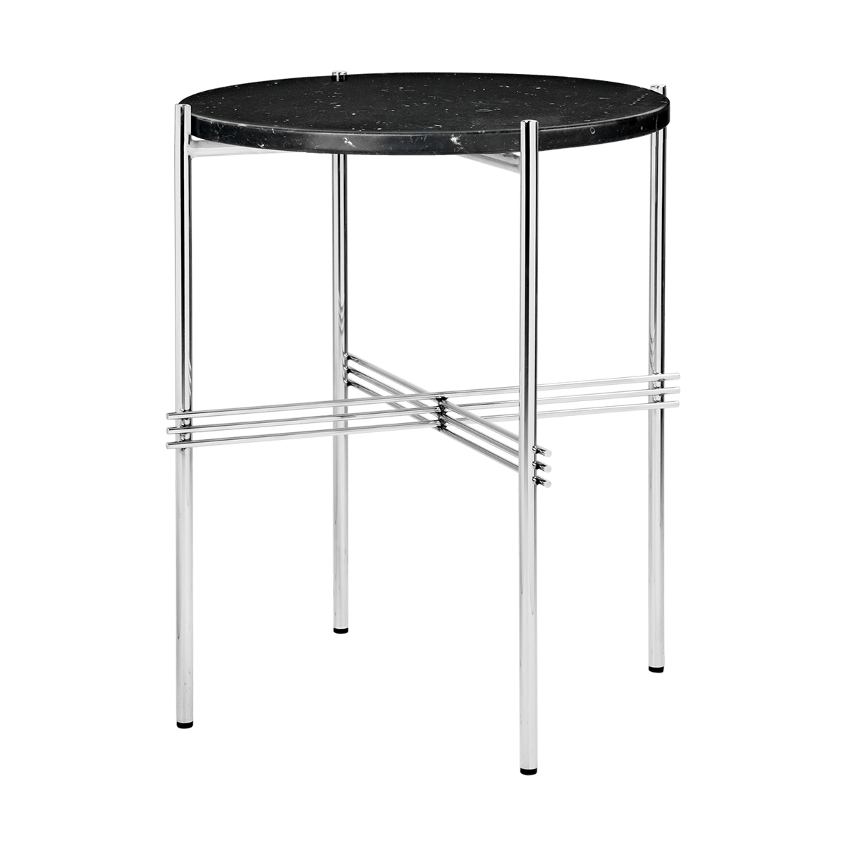 GUBI TS side table polished steel o40 Black marquina marble