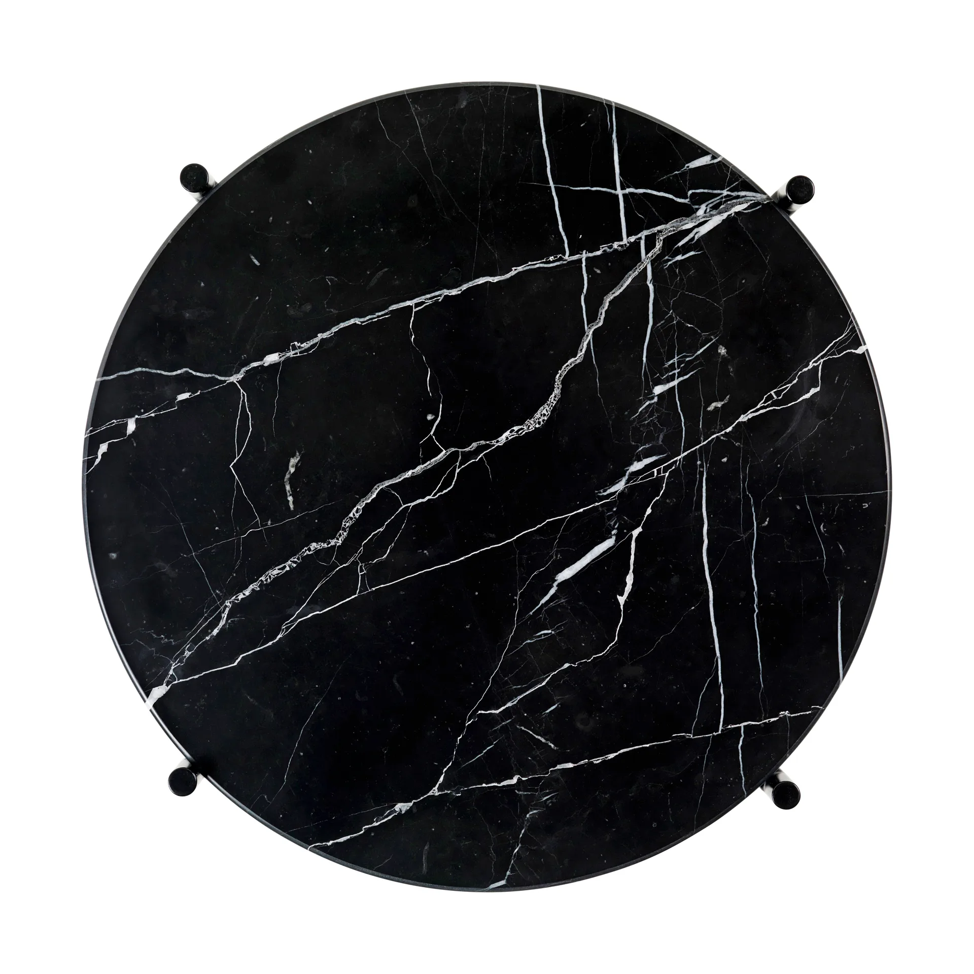 TS side table polished steel Ø40, Black marquina marble GUBI