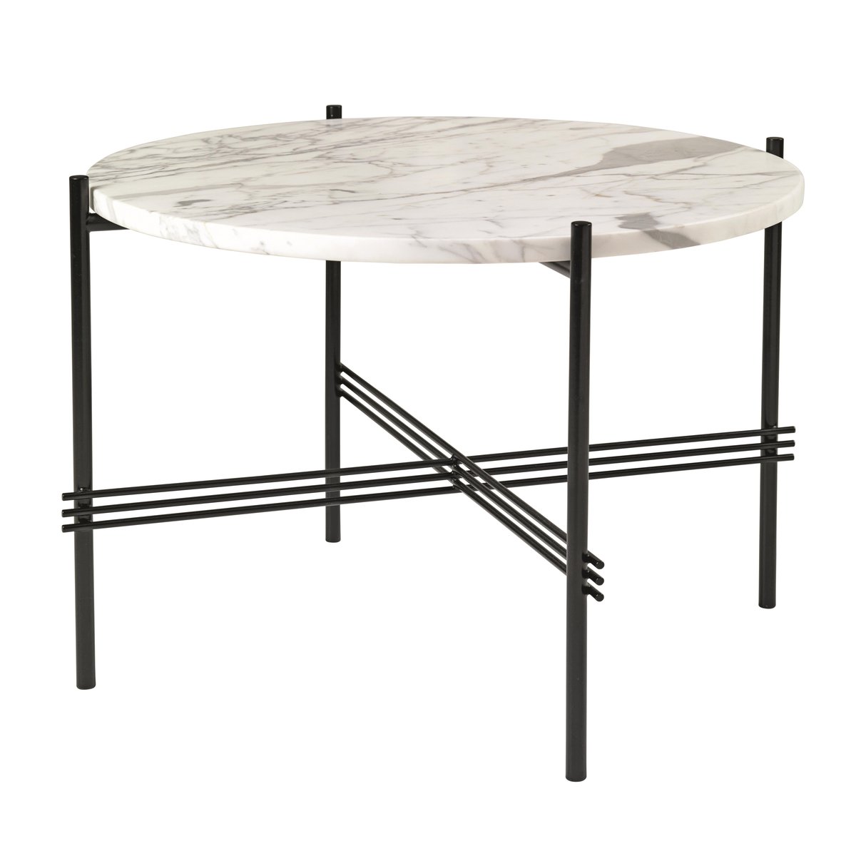GUBI Ts sofa table black legs O 55 Cm White marble | Scandinavian Design | Coffee tables | White