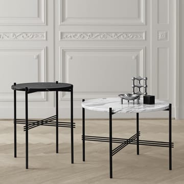 Ts sofa table black legs O 55 Cm - White marble - GUBI