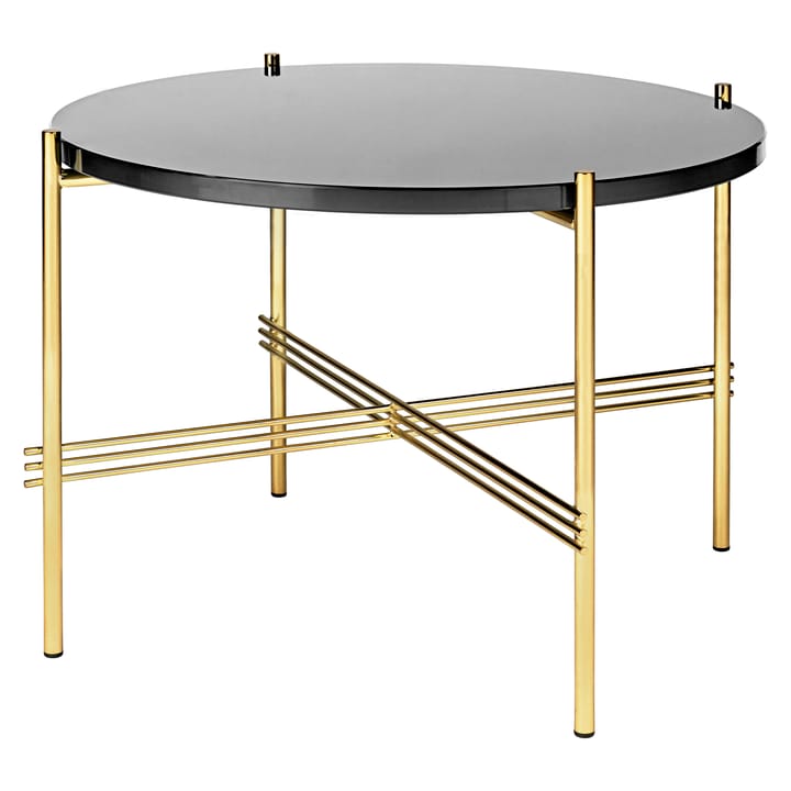 Ts sofa table brass legs O 55 Cm - glass graphite black - Gubi