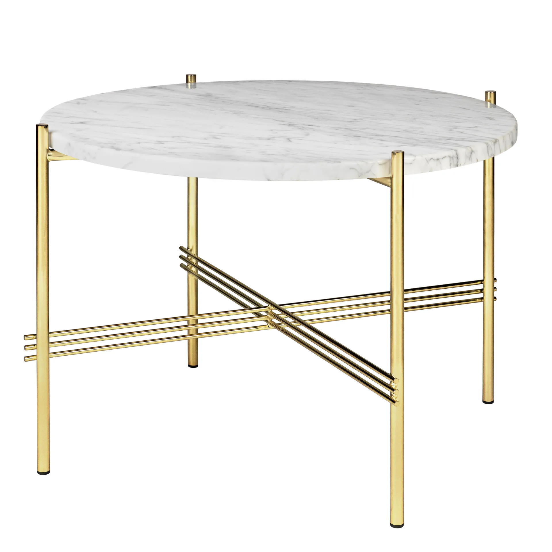 Ts sofa table brass legs O 55 Cm, White marble GUBI