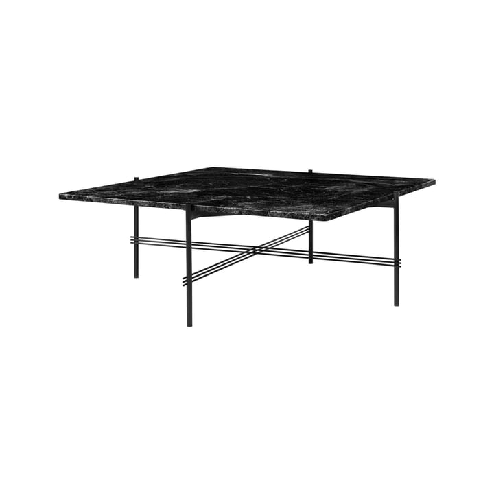 TS Square coffee table - Black marquina marble, 105x105 cm, black legs - GUBI