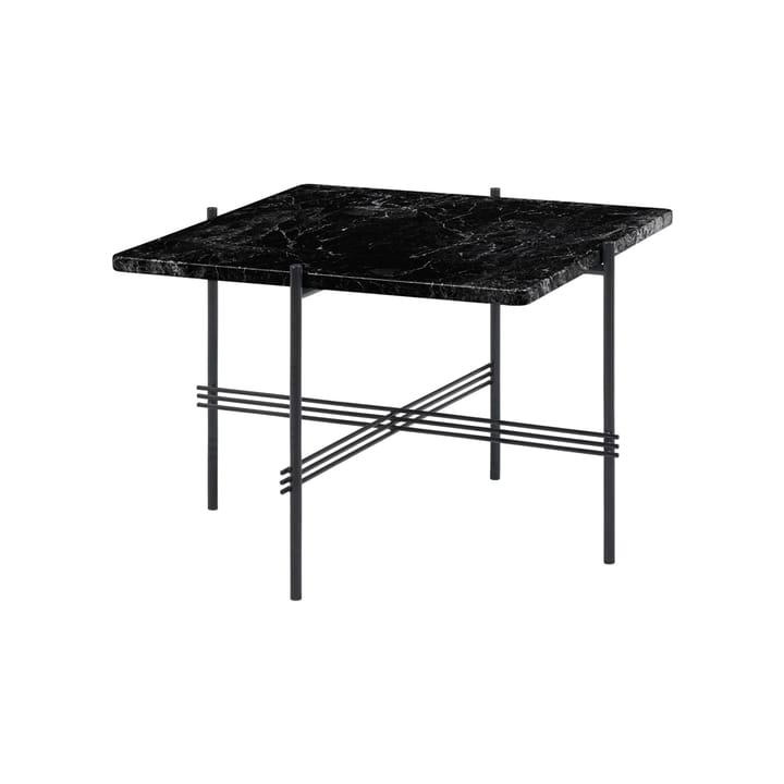TS Square coffee table - Black marquina marble, 55x55 cm, black legs - GUBI