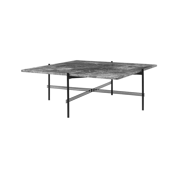 TS Square coffee table - Grey emperador marble, 105x105 cm, black legs - GUBI