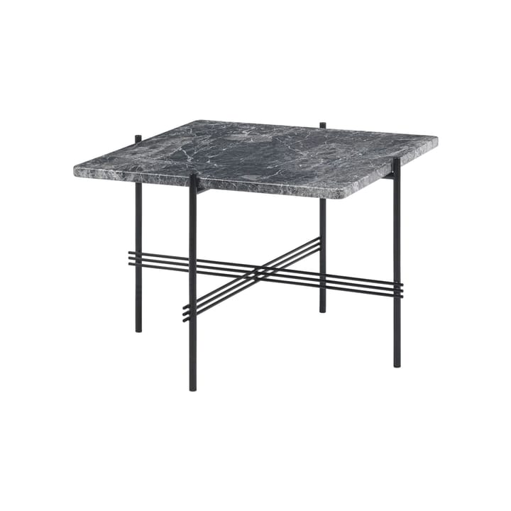 TS Square coffee table - Grey emperador marble, 55x55 cm, black legs - GUBI