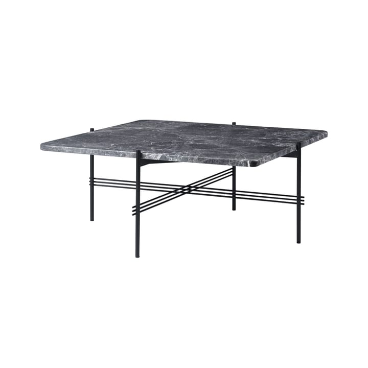 TS Square coffee table - Grey emperador marble, 80x80 cm, black legs - GUBI