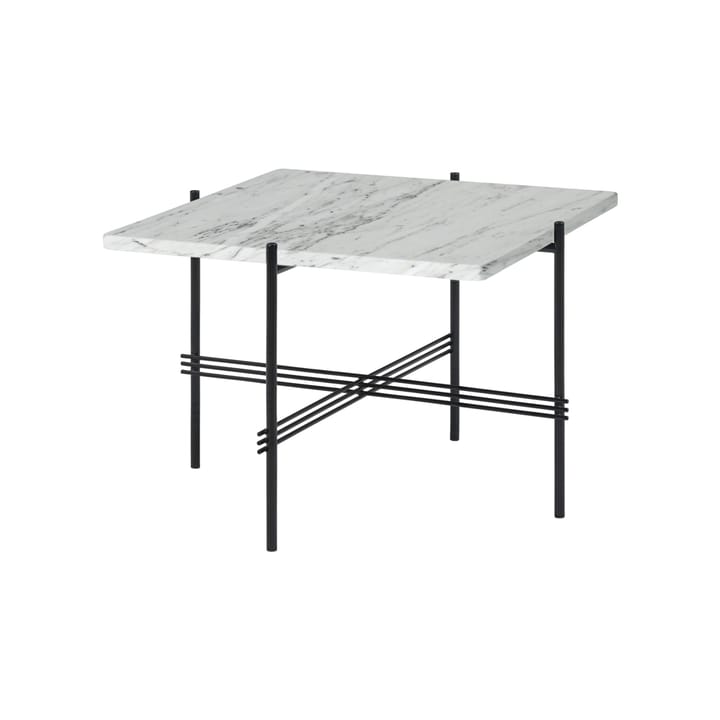 TS Square coffee table - White carrara marble, 55x55 cm, black legs - GUBI