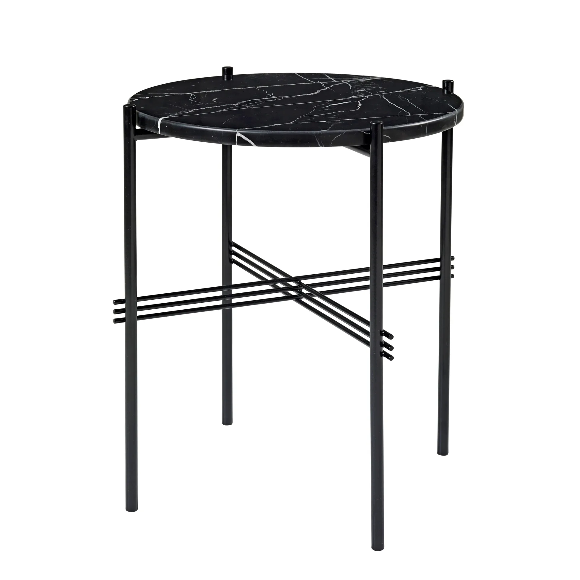 Ts table black legs O 40 Cm, black marble GUBI