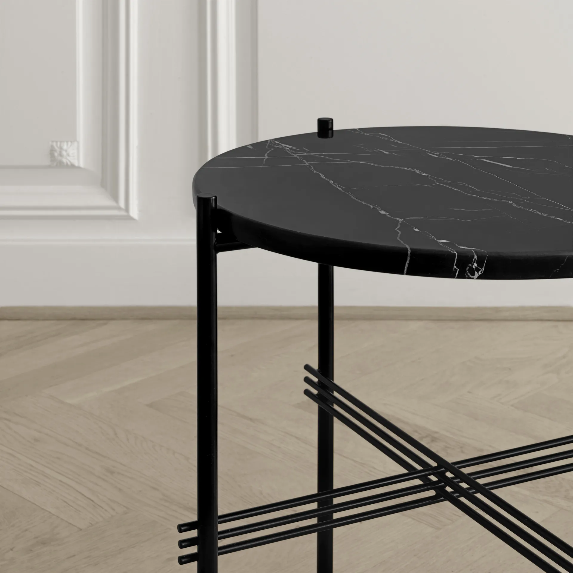 Ts table black legs O 40 Cm, black marble GUBI