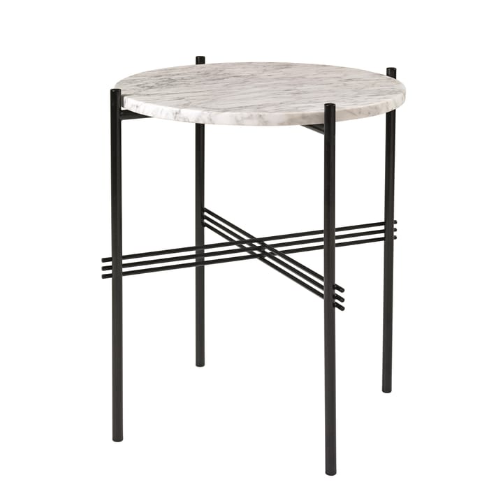 Ts table black legs O 40 Cm - white marble - Gubi