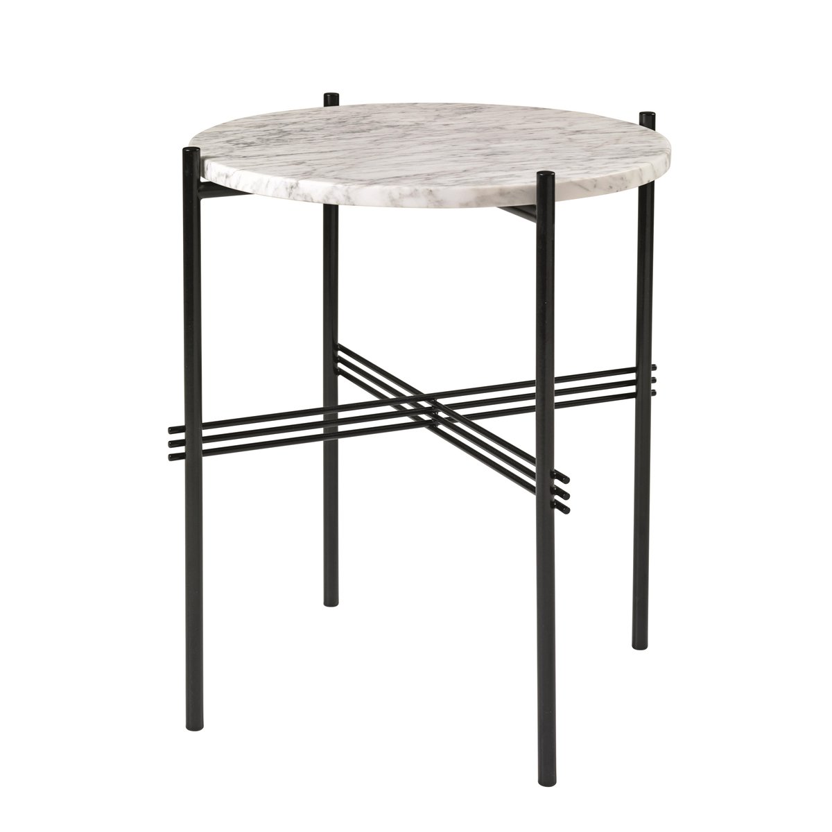 GUBI Ts table black legs O 40 Cm white marble | Scandinavian Design | Side tables | White