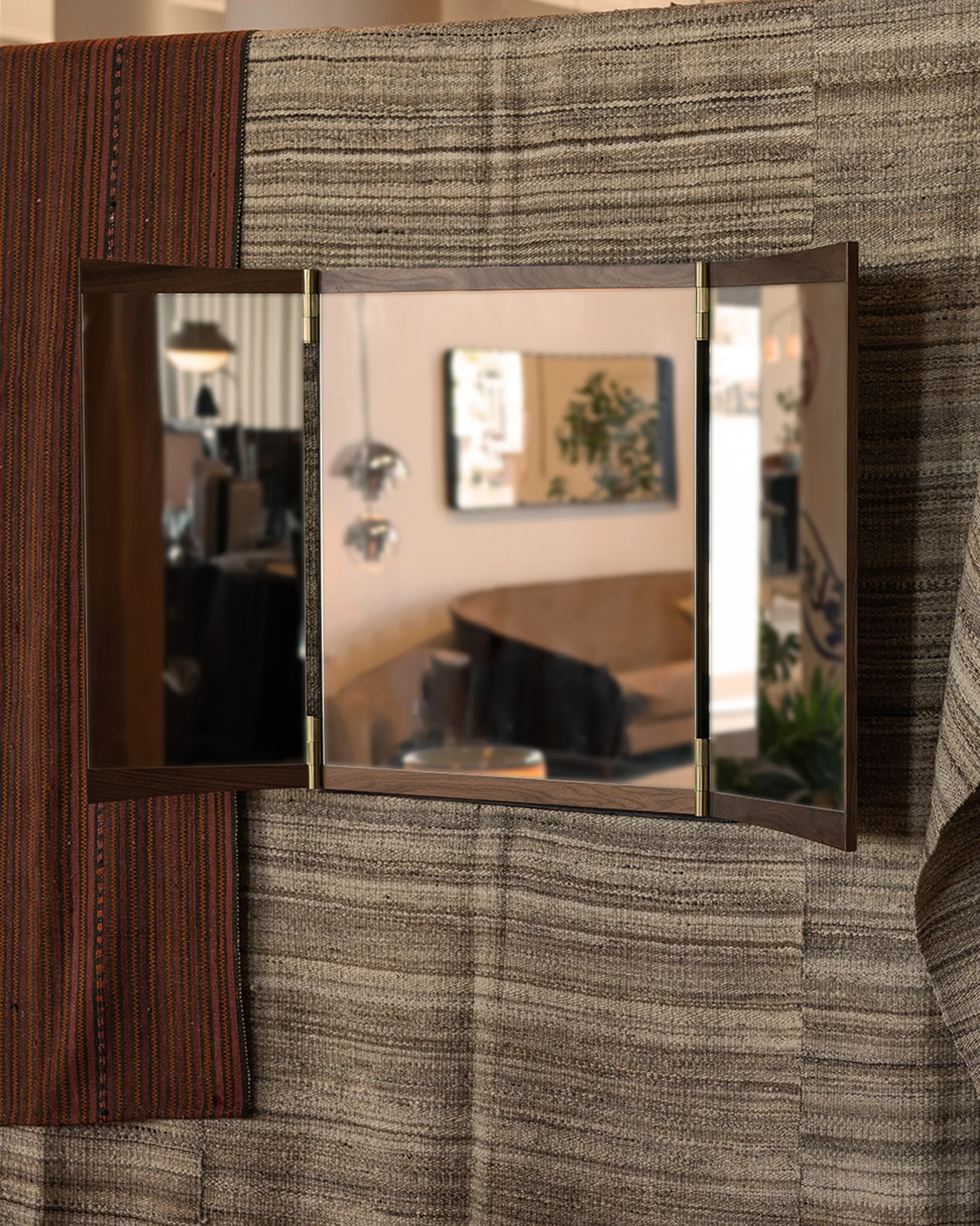 Vanity mirror 3, Walnut-brass GUBI